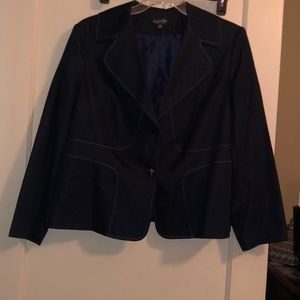 Navy with white stitching suit jacket